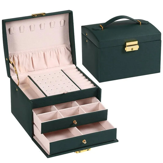 “LUMORA sieradendoos met drie lagen – stijlvolle organizer voor sieraden opbergen in wit en roze, ideaal voor kettingen, ringen en oorbellen.”