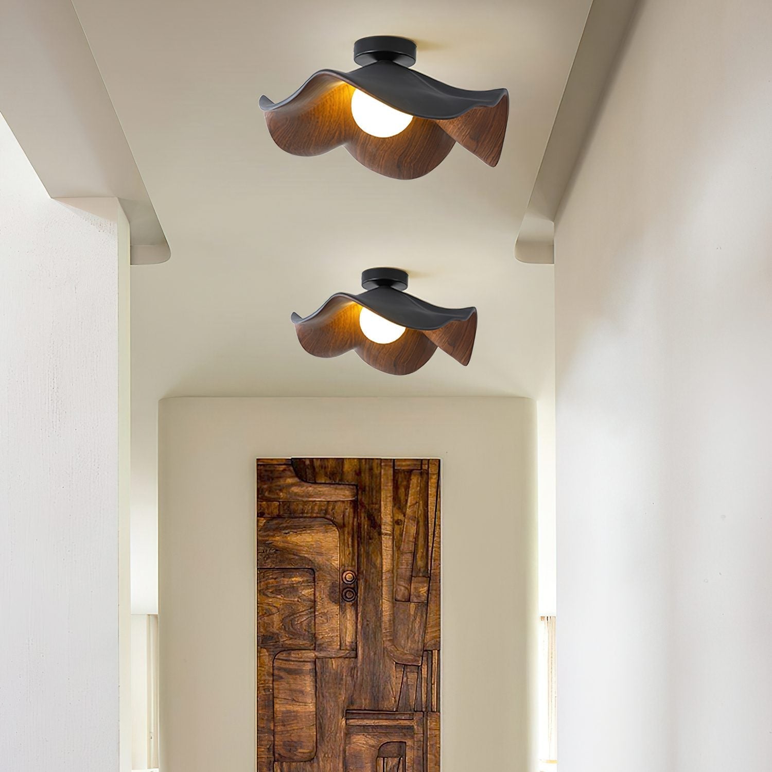 Lumora – Træ Design Loftlampe med Skandinavisk Touch