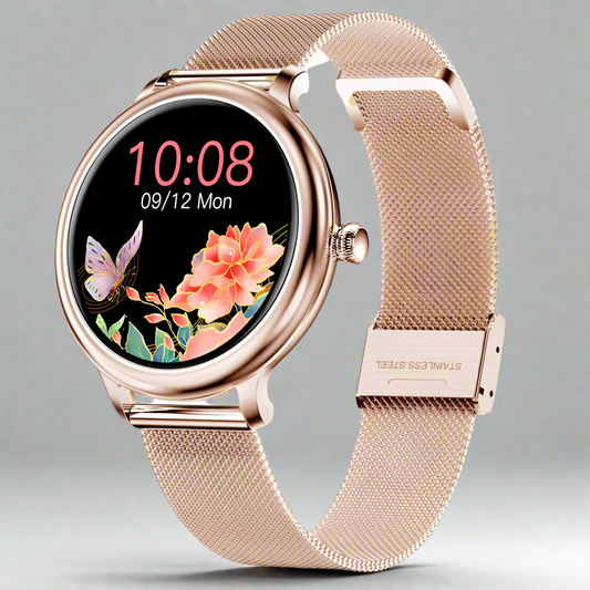 LUNA Smartwatch voor dames, trendy en functioneel design met gezondheids- en fitness-tracking functies.