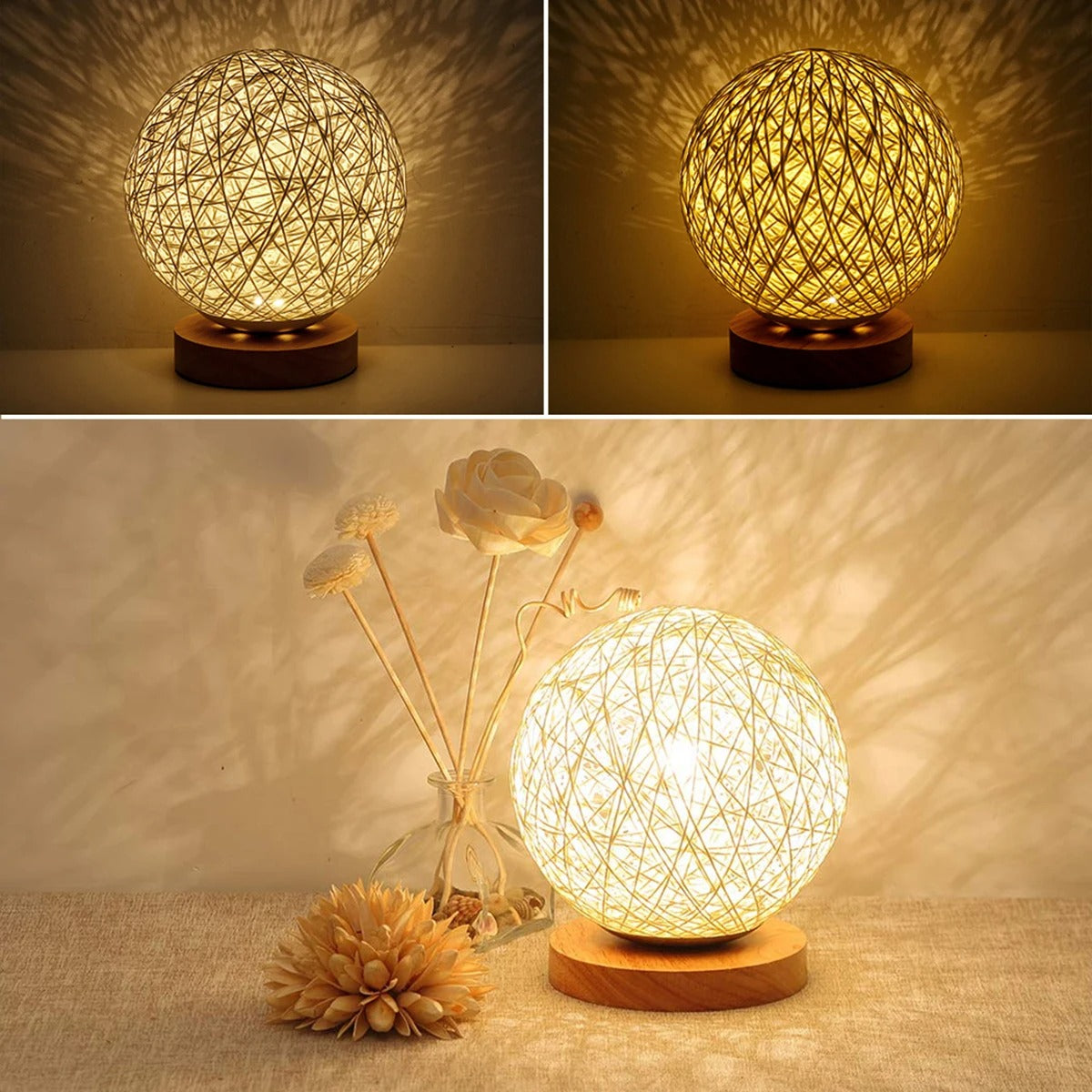 Natura – Handgemaakte Dimbare Rattan Tafellamp