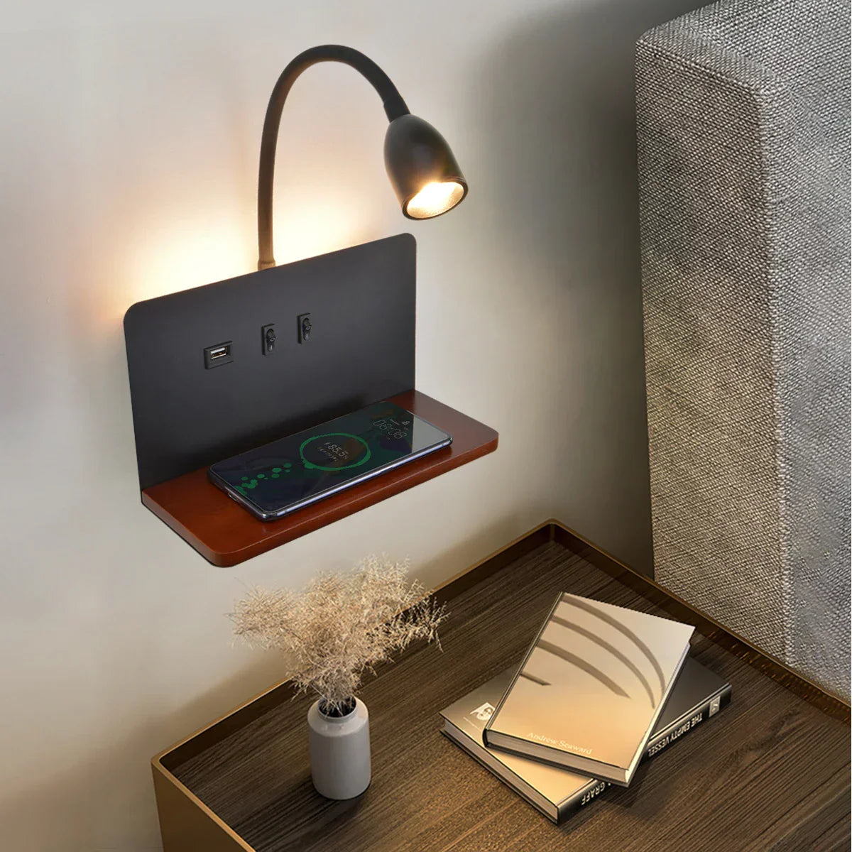 Nova – Modieuze LED Wandlamp met USB Oplaadpunt voor Binnen & Buiten