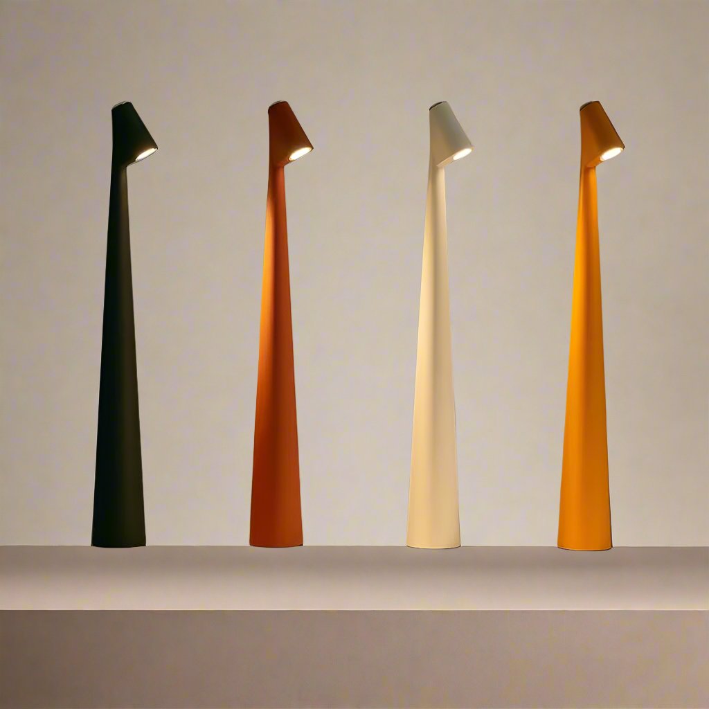 Minimalistische draadloze LED tafellamp Lumira voor nachtkastje en schemerlampje.