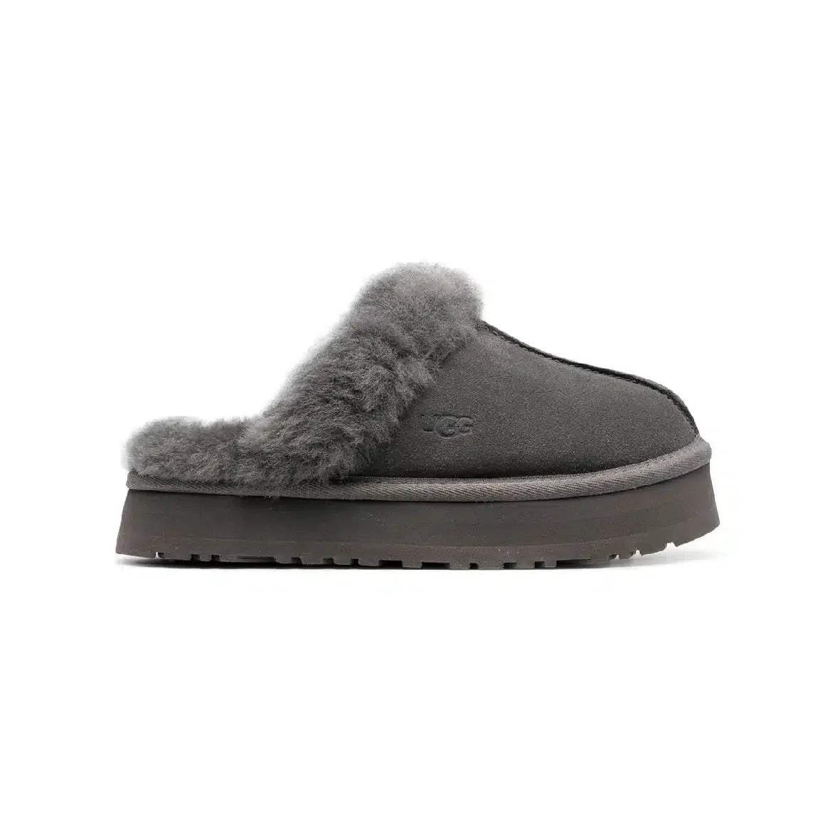 UGG Disquette Platform pantoffels in antracietgrijs – Zacht en comfortabel met verhoogde zool