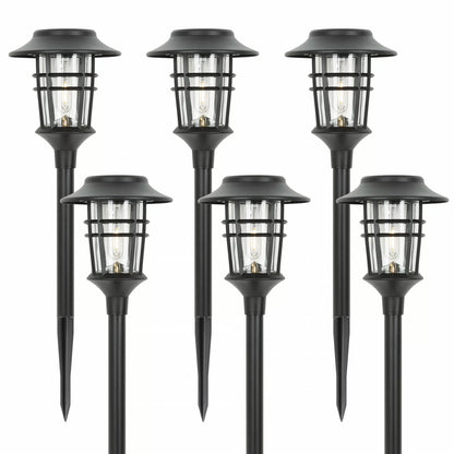 Set van 6 solar buitenlampen met realistisch vlammeneffect.