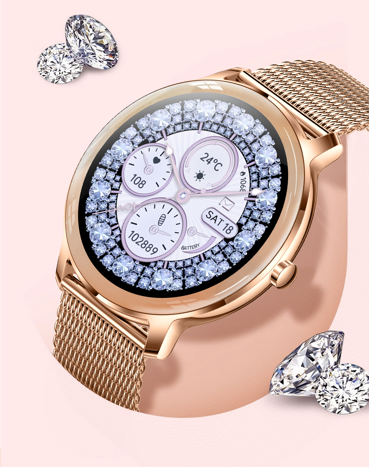 Zaria – Trendy Smartwatch til Damer med Fitnessfunktioner