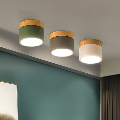 Allan - Moderne LED Spot van Hout en Gekleurd Metaal