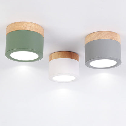Allan - Moderne LED Spot van Hout en Gekleurd Metaal
