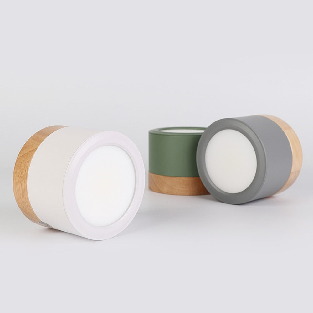 Allan - Faretto LED moderno in legno e metallo colorato 