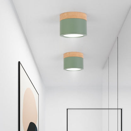 Allan - Moderne LED Spot van Hout en Gekleurd Metaal