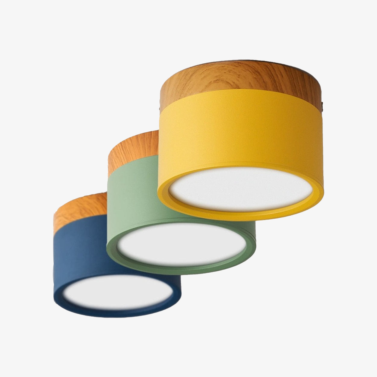 Allan - Moderne LED Spot van Hout en Gekleurd Metaal